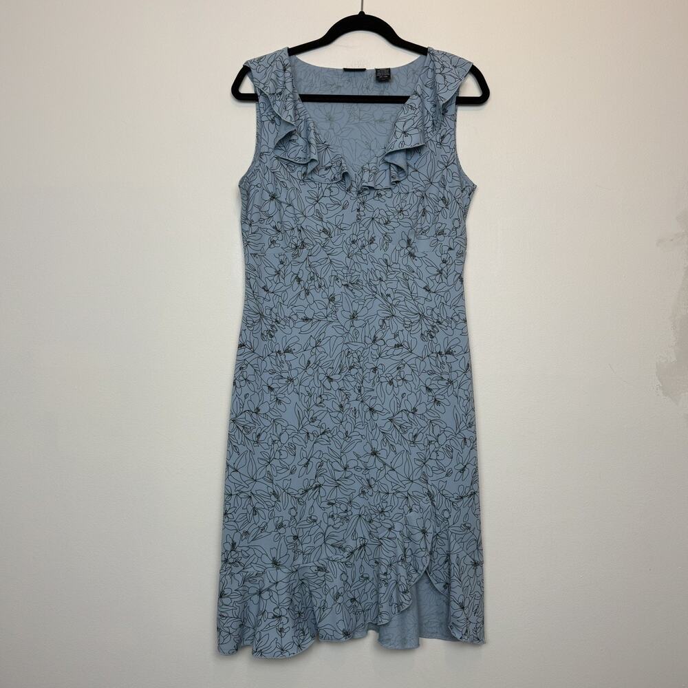 Vintage 90s Mixit floral midi dress ruffle detail summer vacation beach large